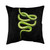 Green Snake on Black Throw Pillow