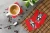 Boston Terrier on Red Coaster Set