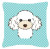 White Poodle on Blue Throw Pillow - Indoor/Outdoor