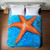 Orange Starfish on Blue Water Duvet Cover - Queen
