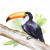 Perched Toucan Throw Pillow - Left