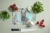 Floral Frame Russian Blue Cat Glass Cutting Board