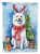 Holiday Reindeer American Eskimo House Flag