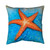 Orange Starfish on Blue Water Throw Pillow