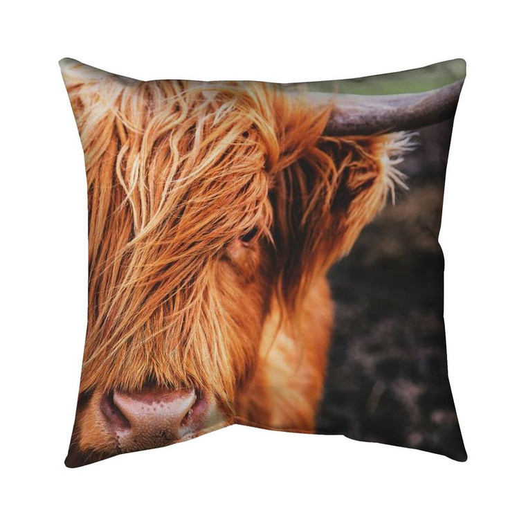 Highland Cow Close-Up Throw Pillow