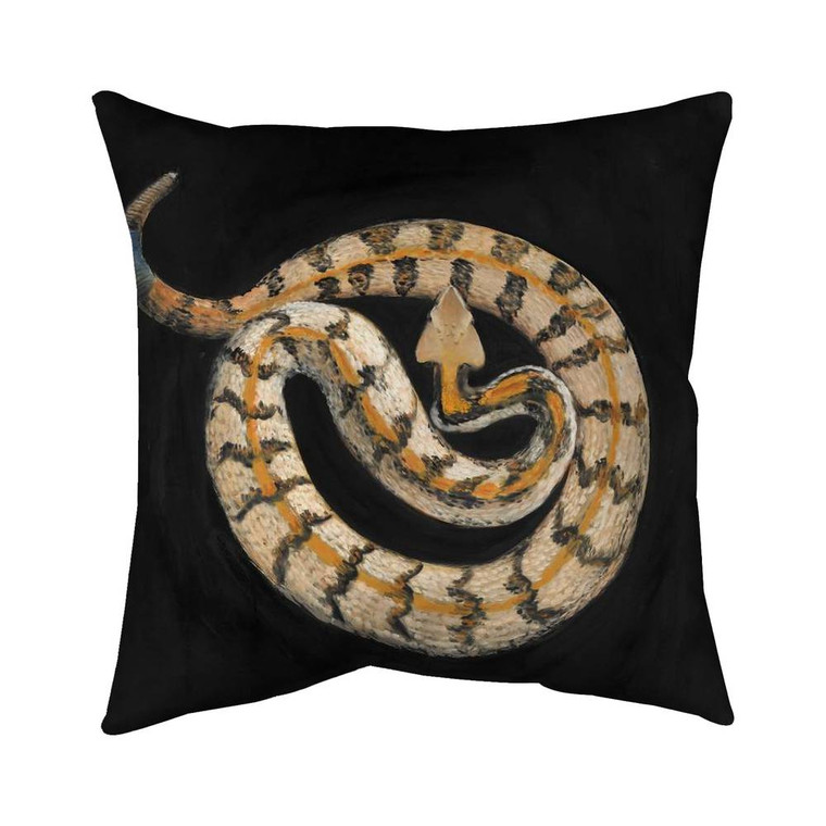 Rattlesnake on Black Throw Pilow