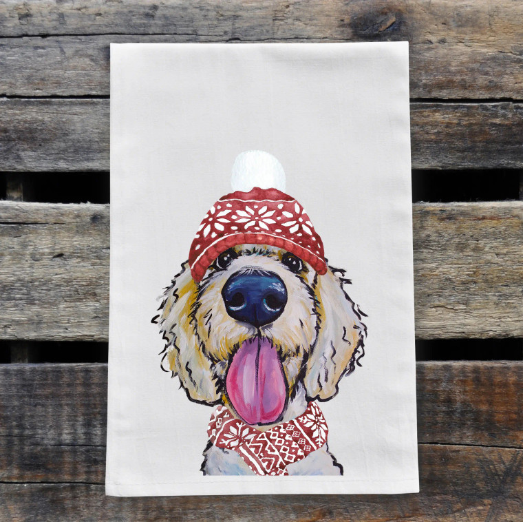 Goldendoodle Christmas Kitchen Towel