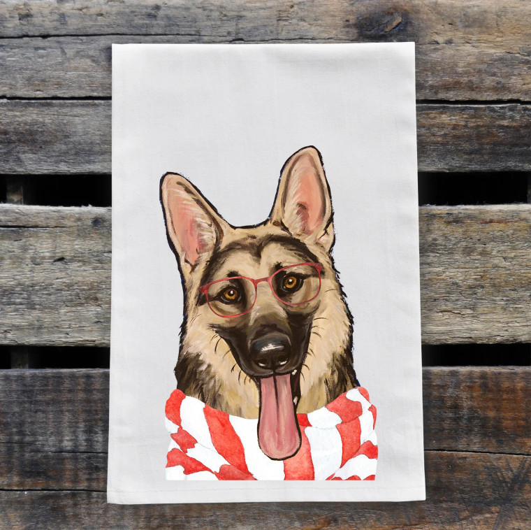 German Shepherd Christmas Kitchen Towel