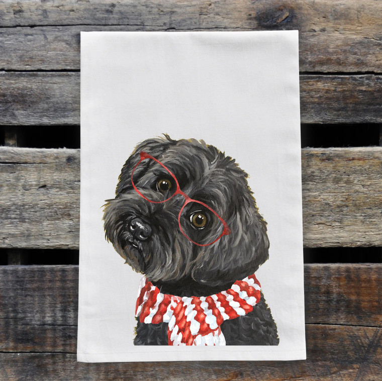 Yorkipoo Christmas Kitchen Towel