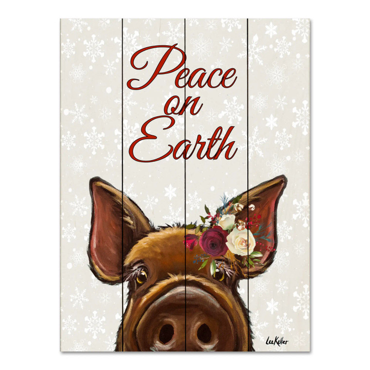 Peace On Earth - Christmas Pig Art Print