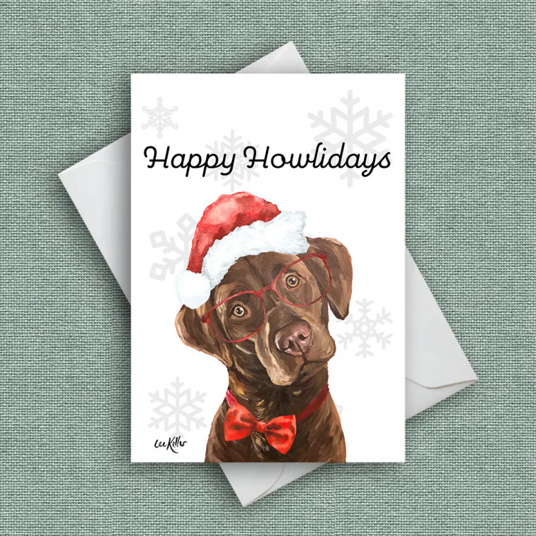 Happy Howlidays - Chocolate Lab Christmas Cards - Set of 6