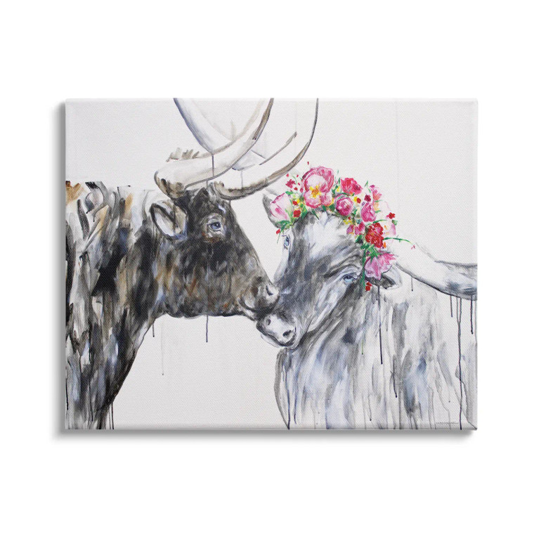 Abstract Longhorn Couple Canvas Art