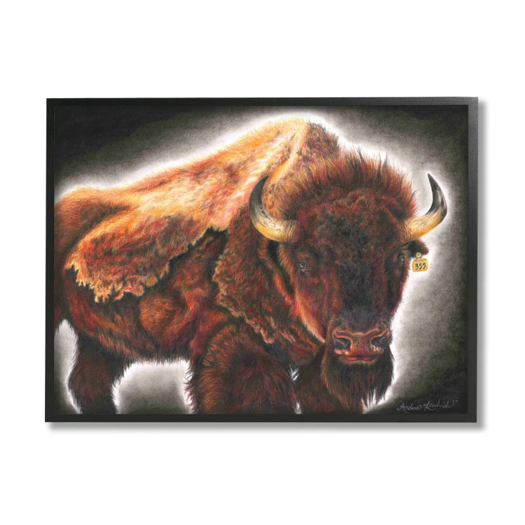 Glowing Bison Framed Art Print