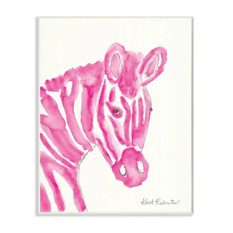 Pink Zebra Plaque Art