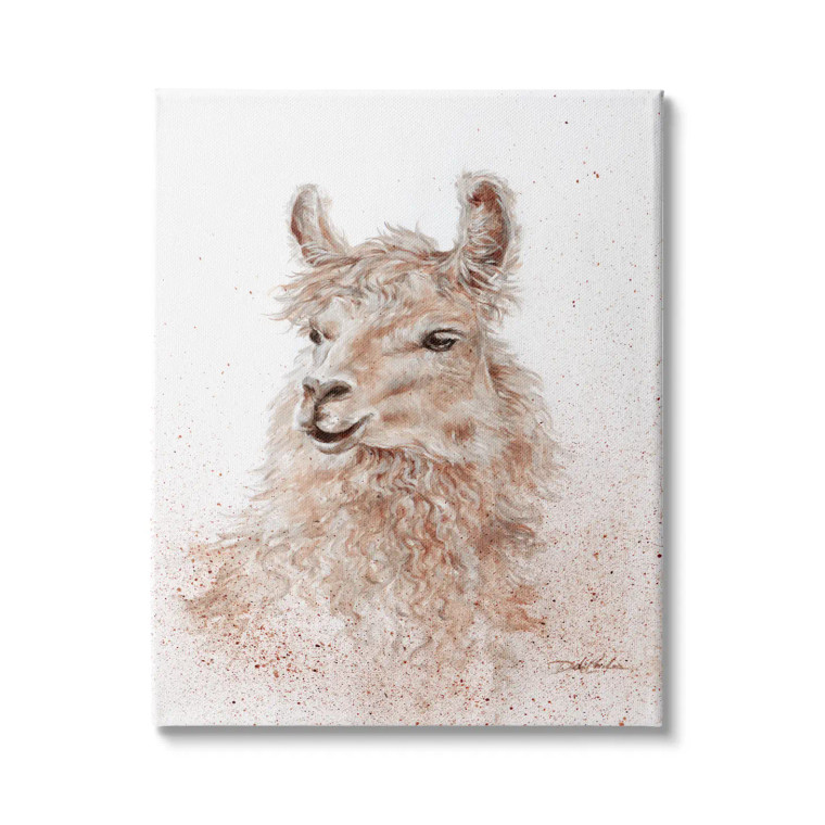 Abstract Llama Portrait Canvas Art Print