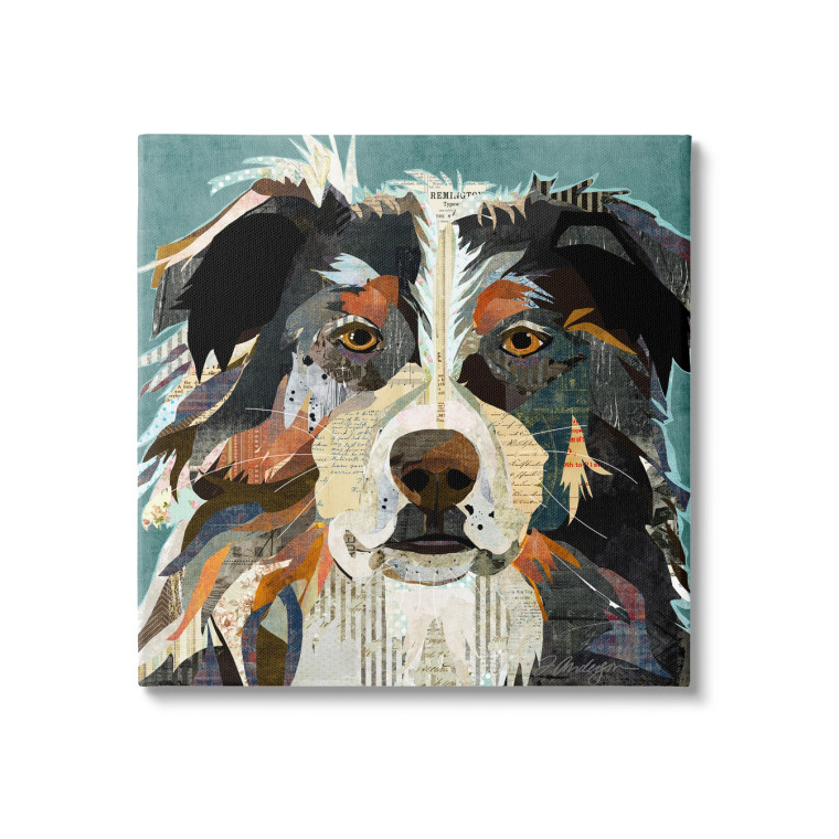 Abstract Australian Shepherd Portrait - Canvas Art Print