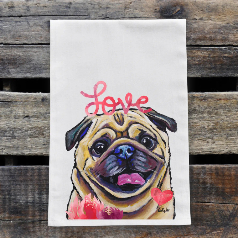 Pug Valentine Kitchen Towel