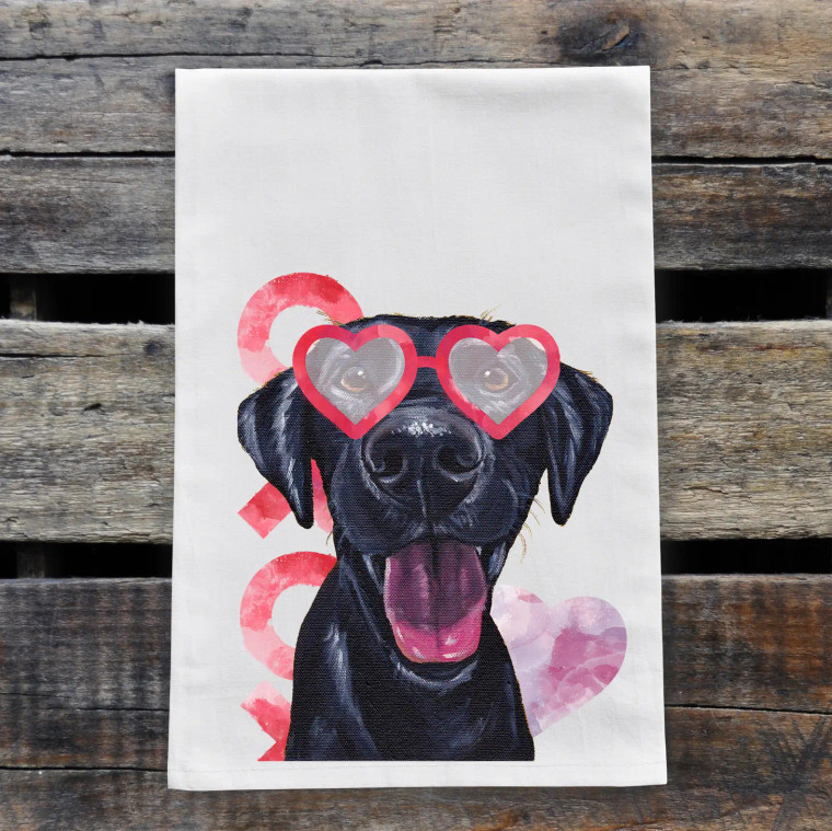 Black Lab Valentine Kitchen Towel