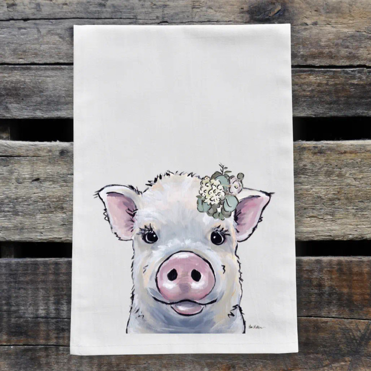 Fern Boho White Pig Kitchen Towel