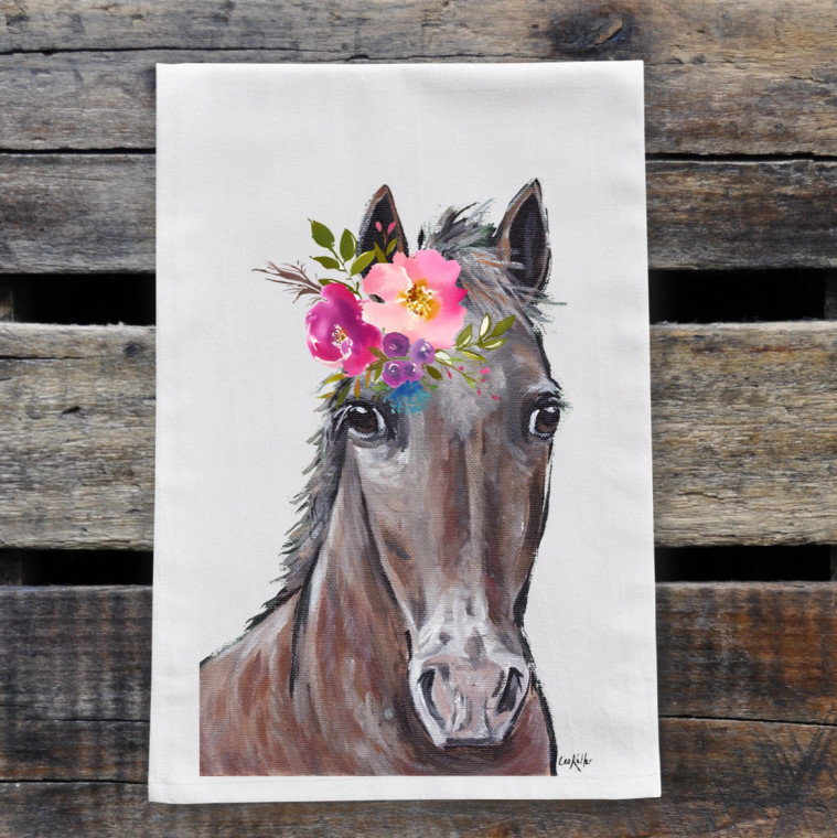 Bright Blooms Horse Kitchen Towel 