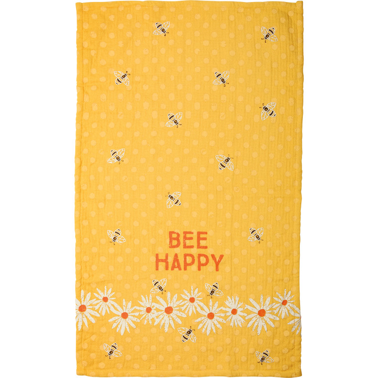 Yellow Bee Happy Hand Towel