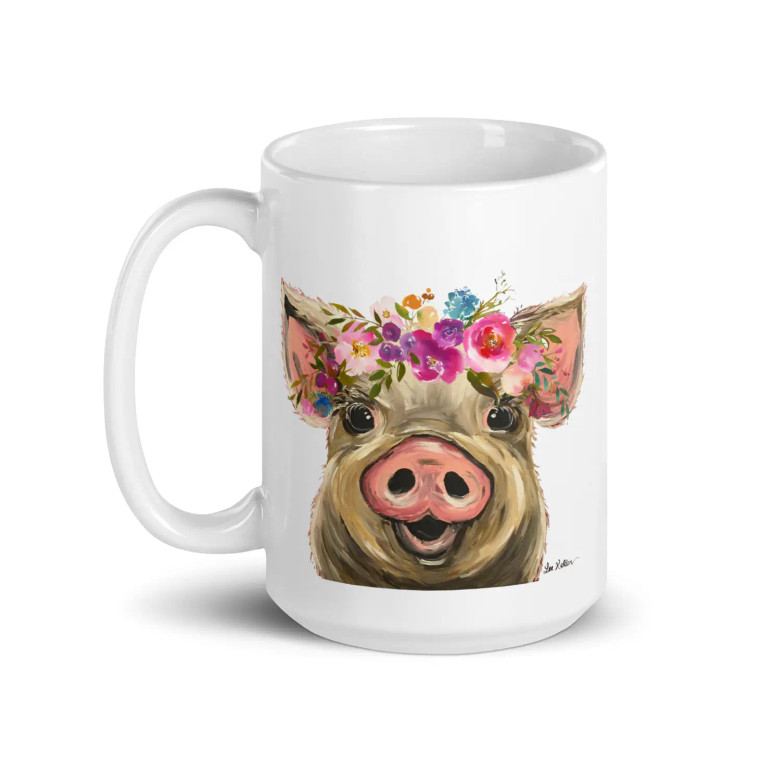 Bright Blooms Pig Mug