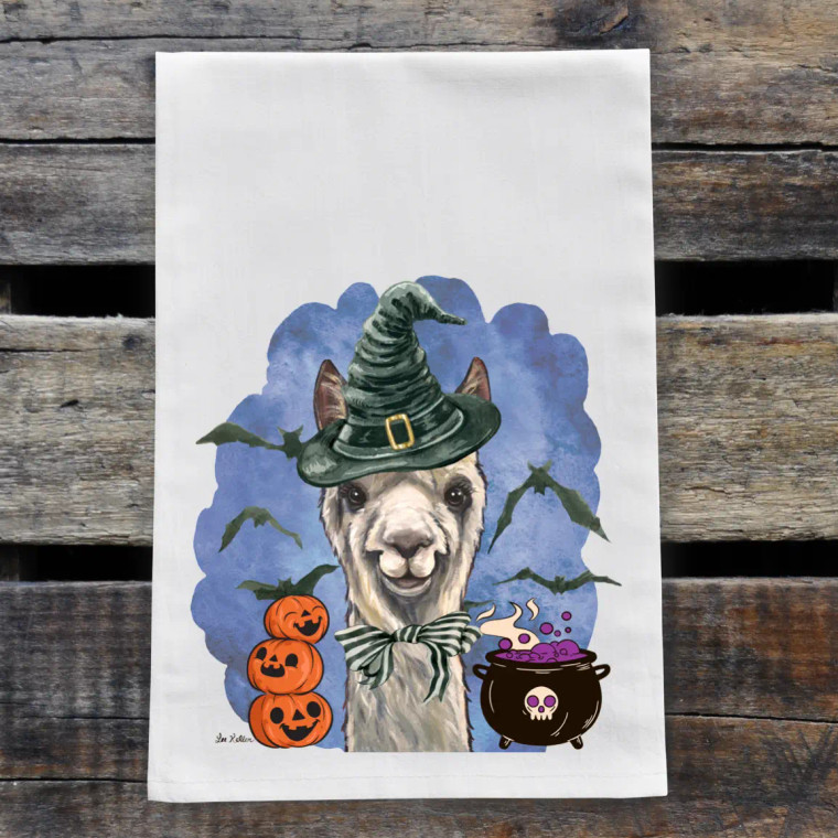 Witch Alpaca Halloween Kitchen Towel