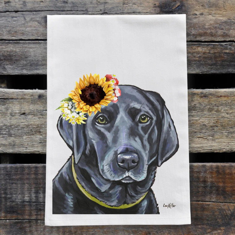 Sunflower Black Lab Kitchen Towel