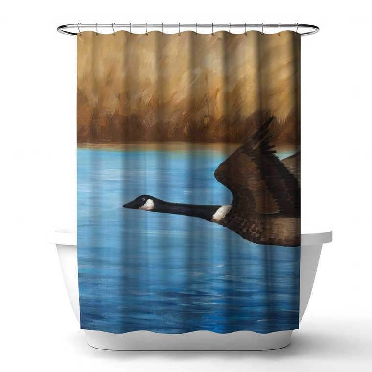 Flying Canadian Goose Shower Curtain