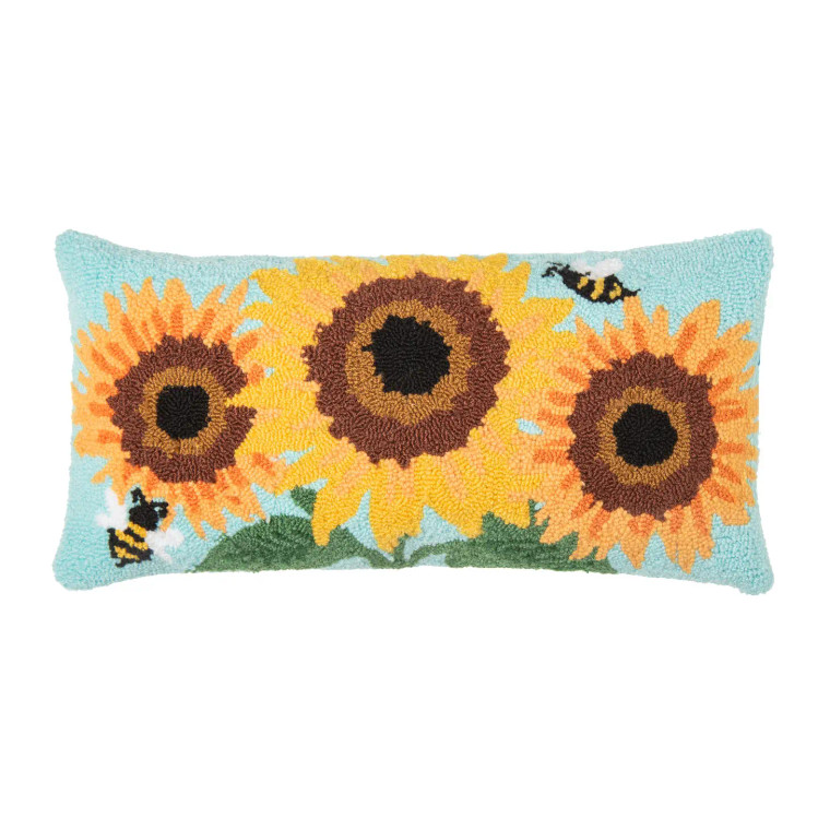 Bees & Sunflowers Hooked Pillow