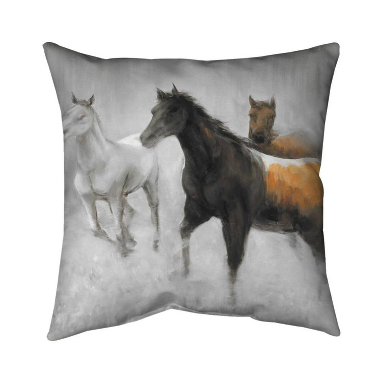 Abstract Winter Horse Throw Pillow