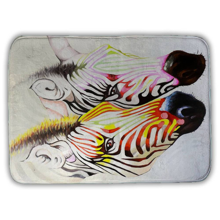 Colorful Zebra Couple Bath Mat