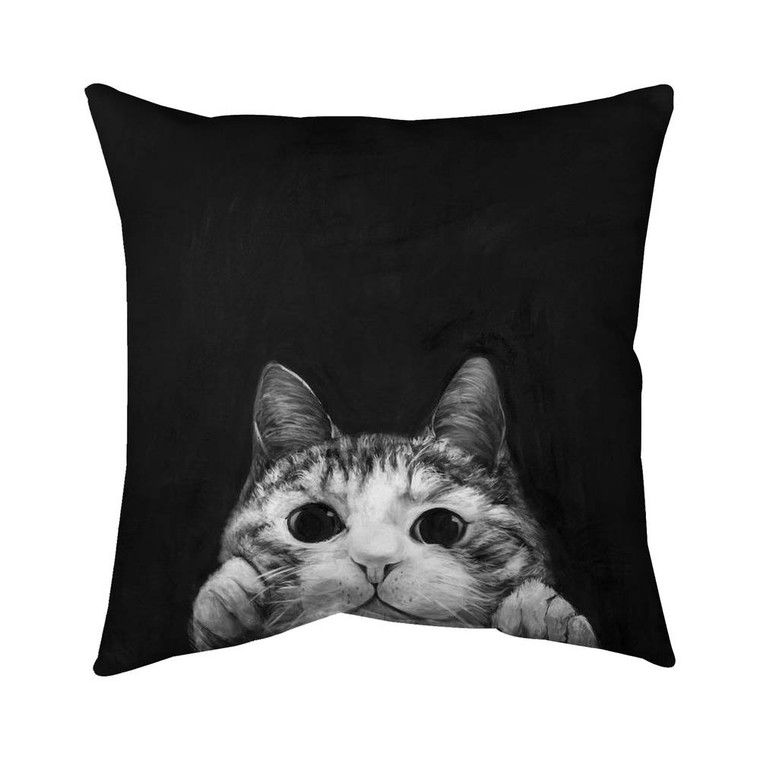 Peeking Cat Throw Pillow