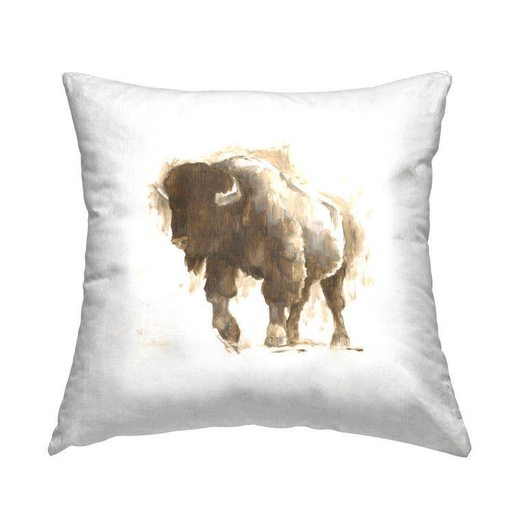 Abstract Bison Portrait Throw Pillows - Left