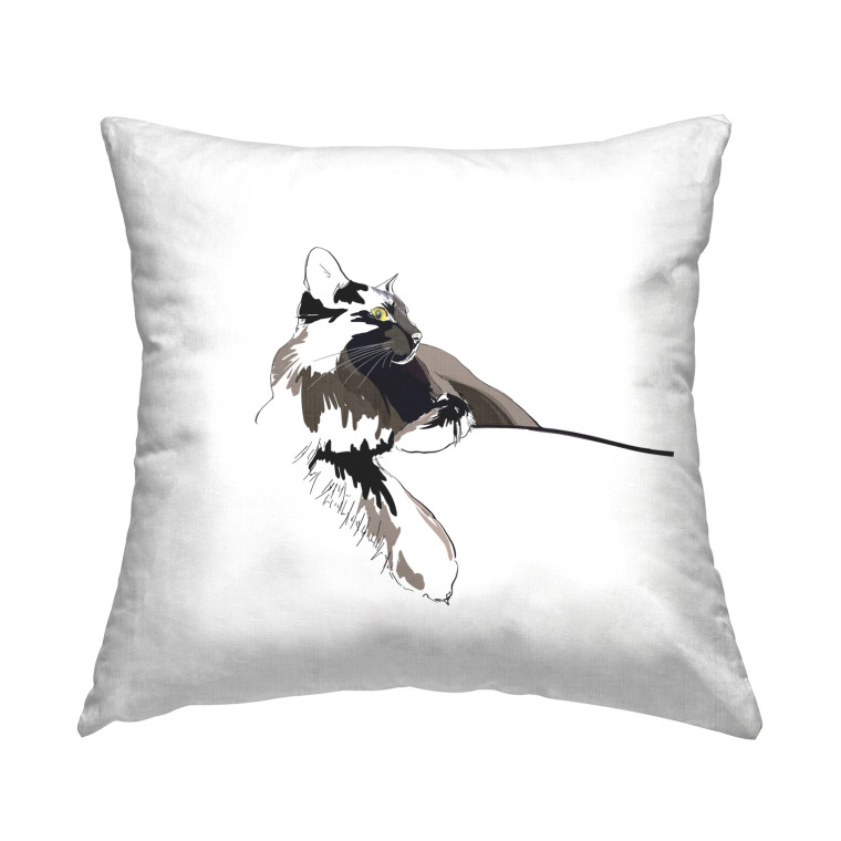 Abstract Brown & White Cat Throw Pillow