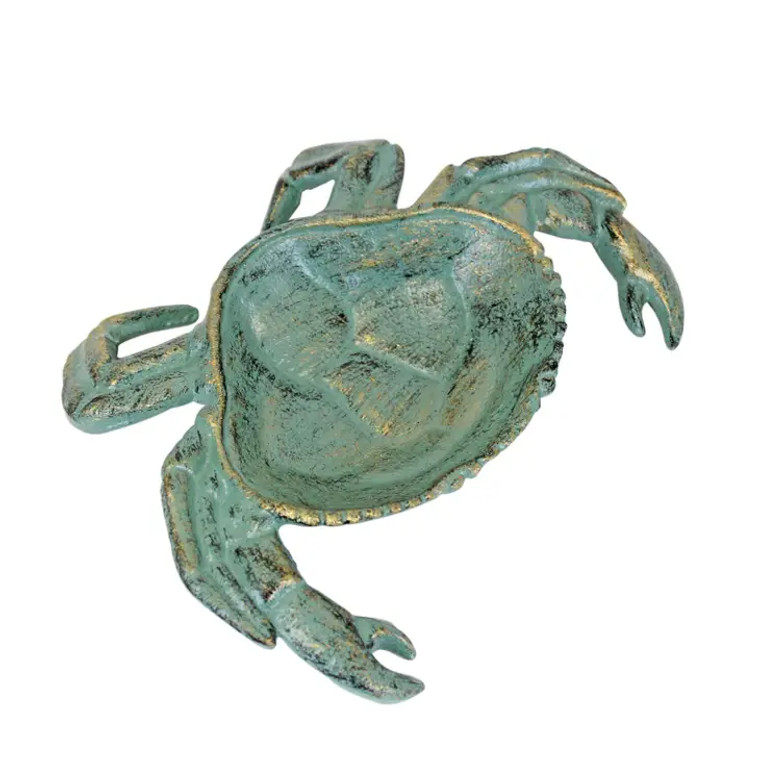 Green Metal Crab Trinket Dish