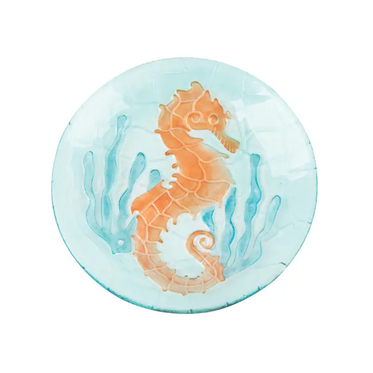 Sea Green & Orange Seahorse Decorative Plate