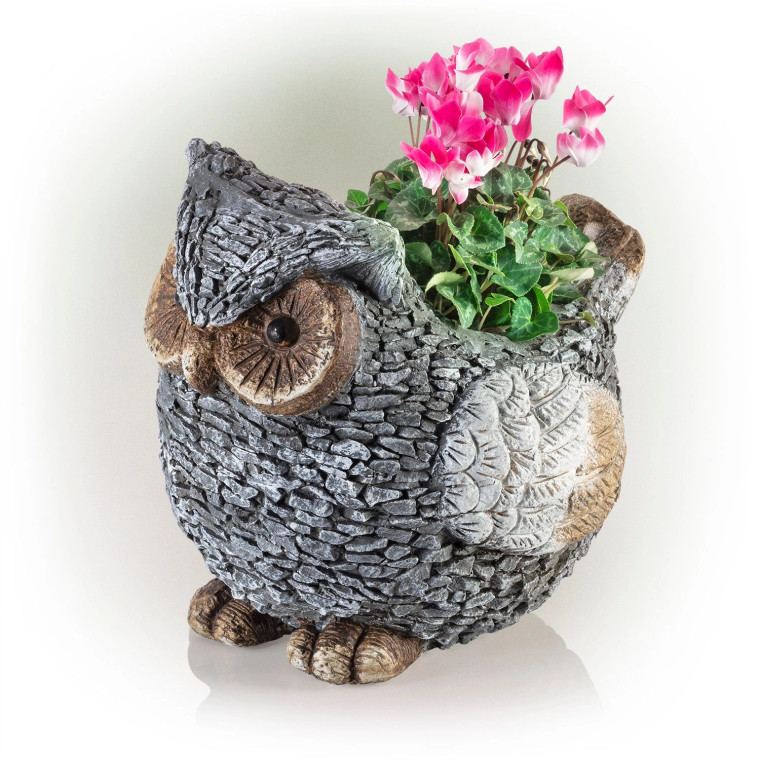Stone-Look Owl Garden Planter