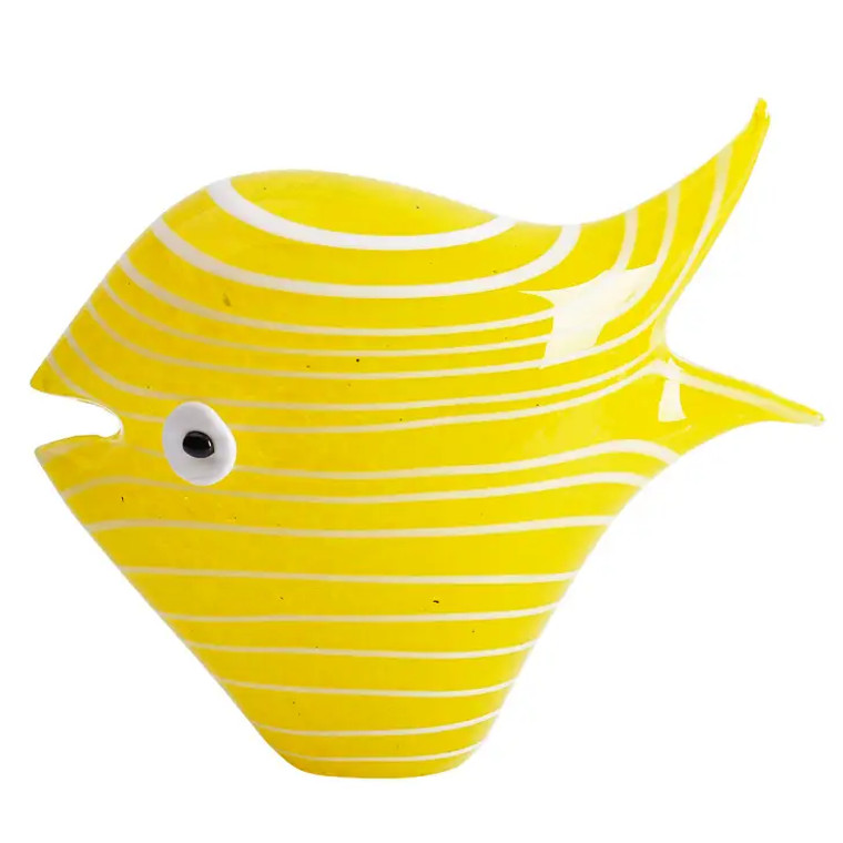 Yellow Stripe Art Glass Fish Figurine