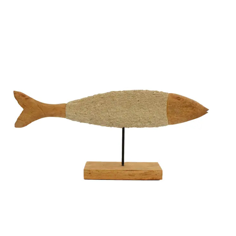 Wood & Stone Fish Table Décor