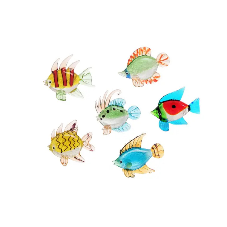 Glass Tropical Fish Figurines - Set of 6