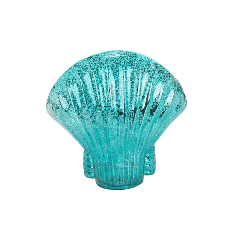 Glass Teal LED Scallop Shell