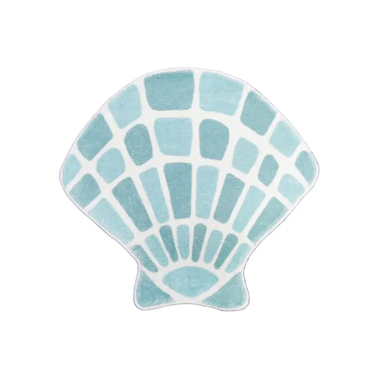 Teal & White Scallop Shell Floor Mat