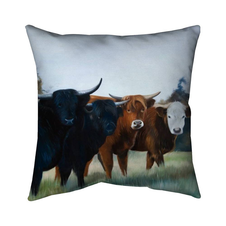 Four Cows Throw Pillow 