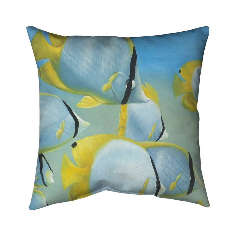 Blue Butterfly Fish Throw Pillow