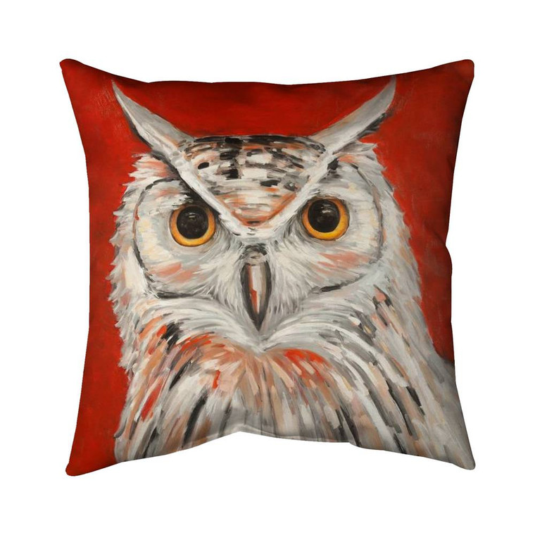 Owl on Red Throw Pillow