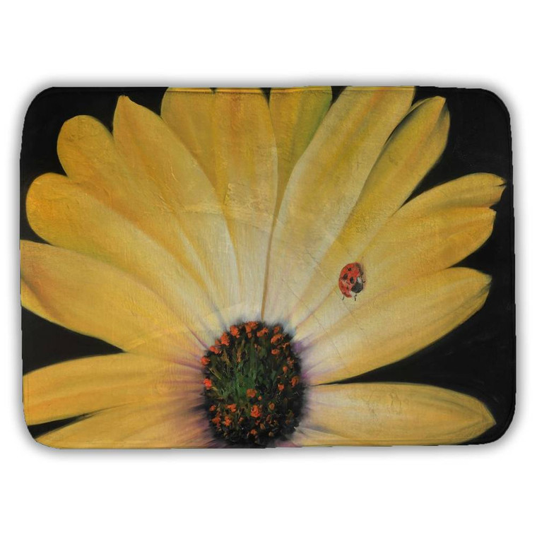 Yellow Daisy Ladybug Bath Mat