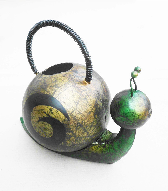 Rustic Metal Snail Watering Can