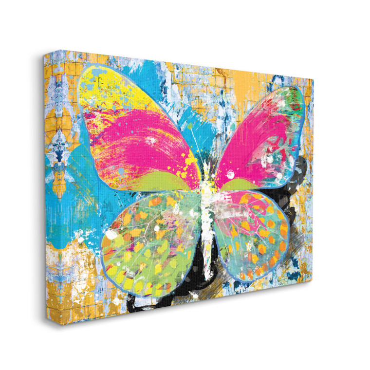 Vivid Abstract Butterfly Collage Canvas Art Print