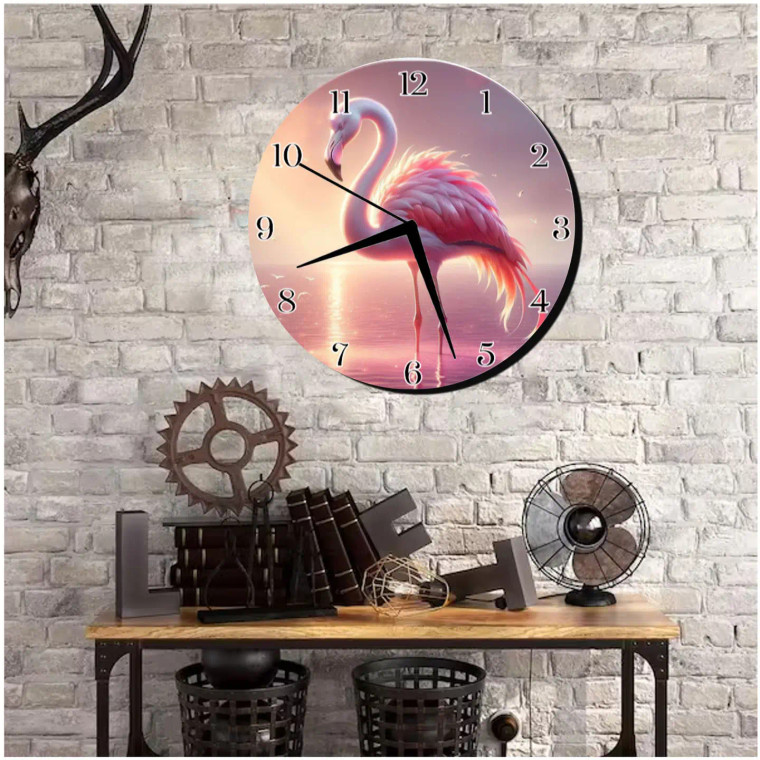 Pink Flamingo on Pink Wall Clock